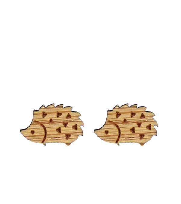 Wooden ear studs Little Hedgehog
