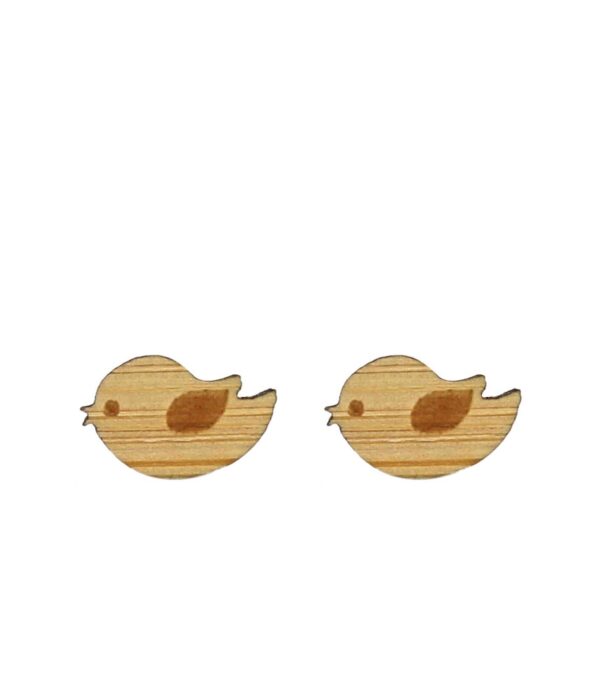 Wooden ear studs Little Bird