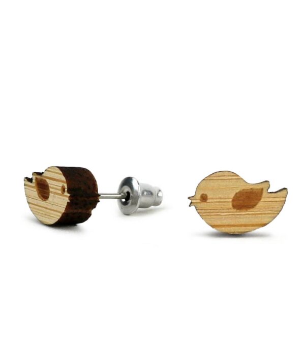 Wooden ear studs Little Bird - Image 2