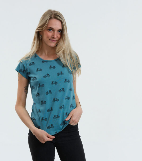Shirt Asheville Bicycles aqua blue - Image 2