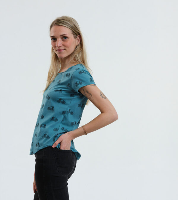 Shirt Asheville Bicycles aqua blue - Image 4