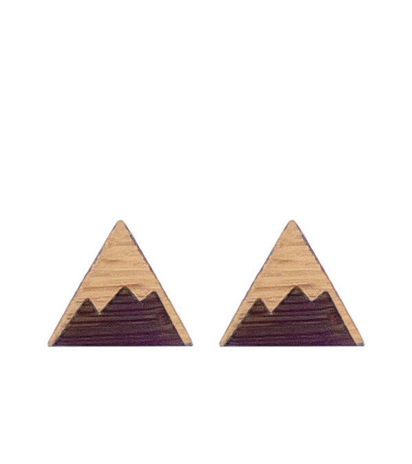 Wooden ear studs Triangle Mountains