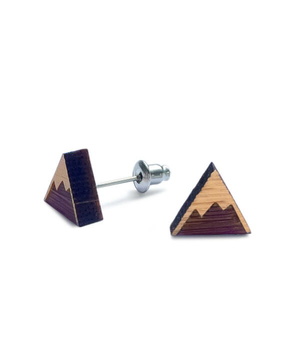 Wooden ear studs Triangle Mountains - Image 2
