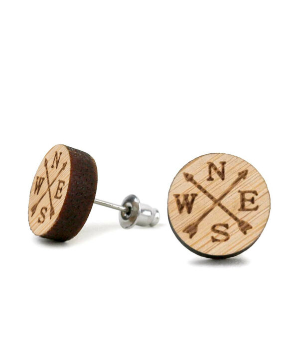 Wooden ear studs Compass - Image 2
