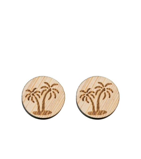 Wooden ear studs Palm trees - Image 2
