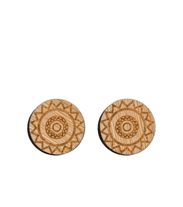 Wooden ear studs Sun