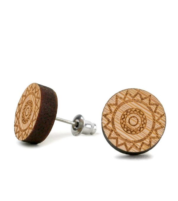 Wooden ear studs Sun - Image 2