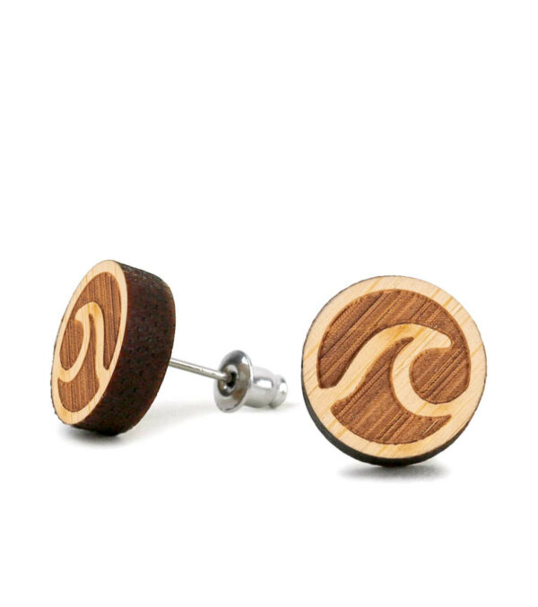 Wooden ear studs Waves - Image 2