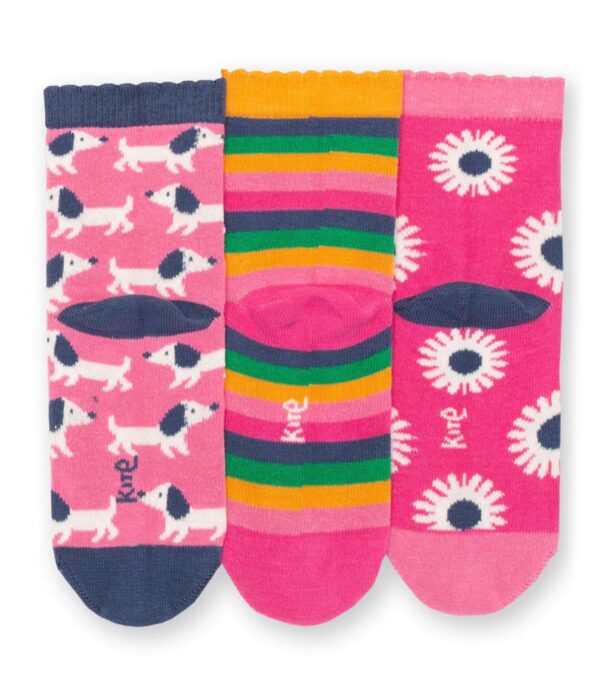 Bunte Socken 3er-Pack, Welpen & Blumen – Bild 4