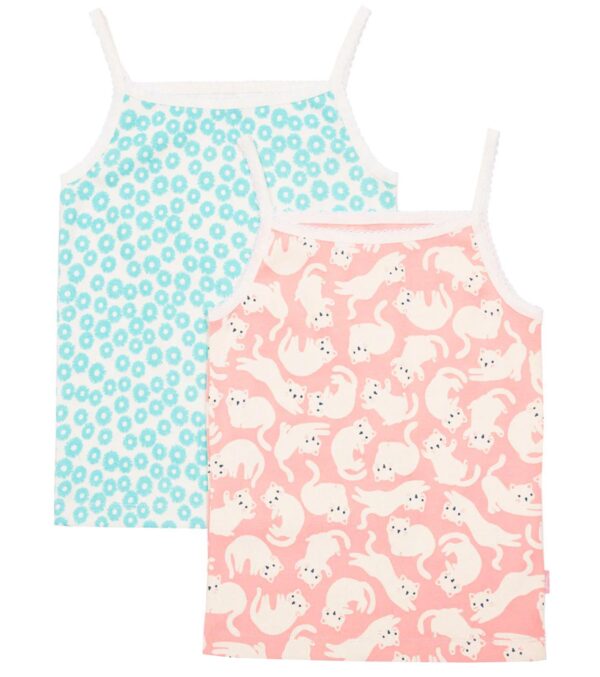Girls Vests 2 Pack, Kitty