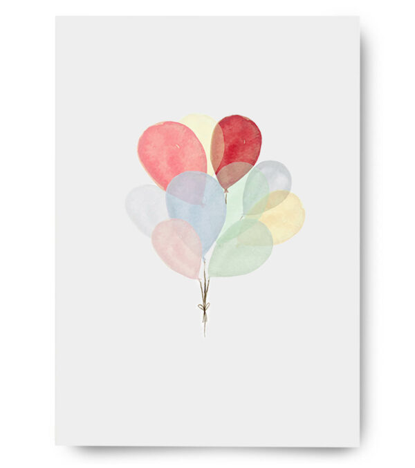 Aquarellkarte A6, Balloons