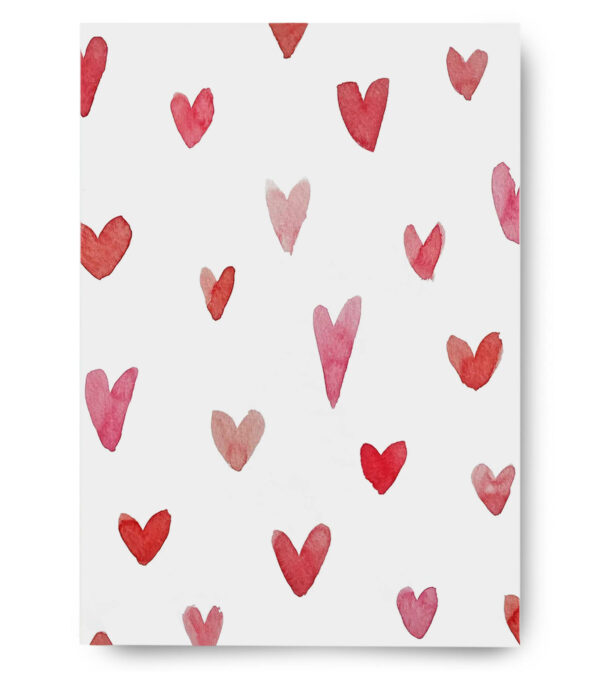 Watercolor card A6, Hearts