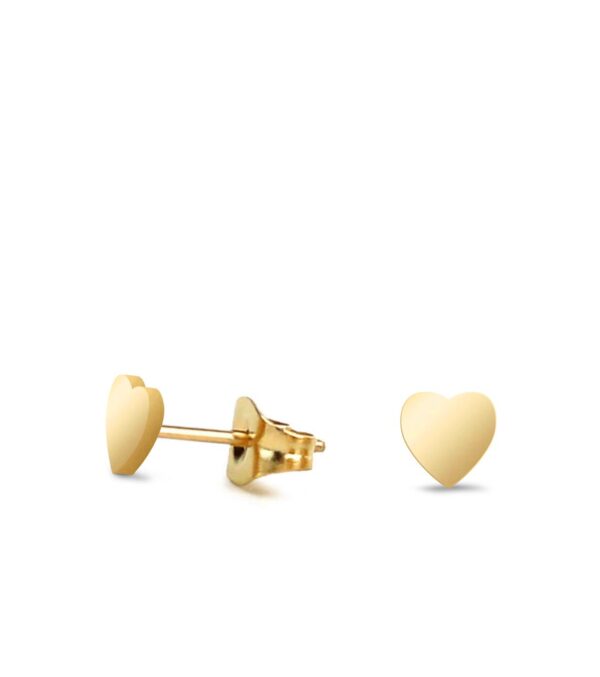Fine ear studs Heart 4 mm gold - Image 2