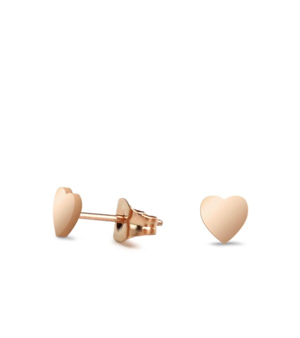 Fine ear studs Heart 4 mm rose gold - Image 2