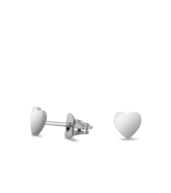 Fine ear studs Heart 4 mm silver
