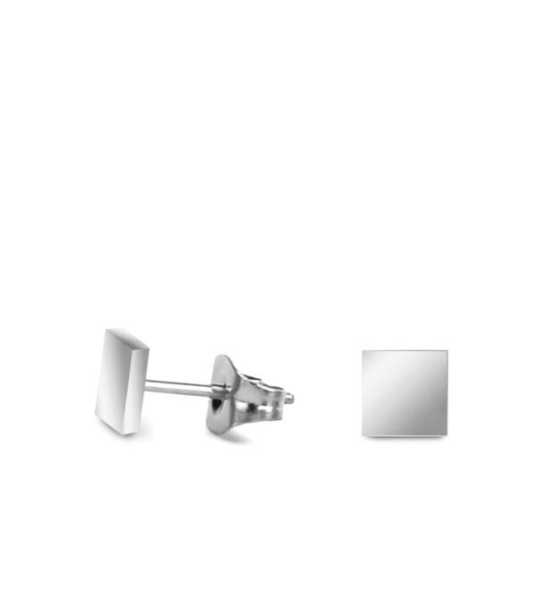 Fine ear studs Square 4 mm silver - Image 2