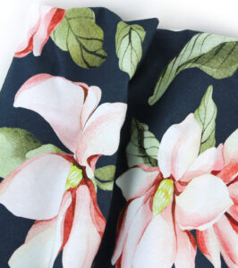 Haarband aus leichtem Sweat, Magnolien navy-grün – Bild 2