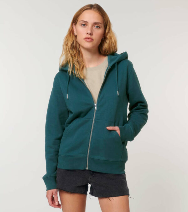 Zipped Hoodie unisex Petrol blue - Image 3