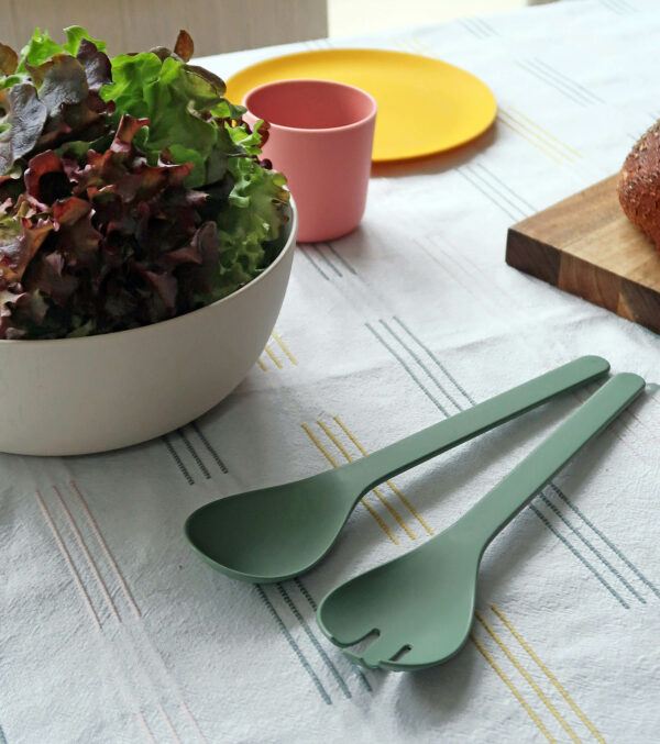 Salatbesteck aus Biokunststoff, seegrün – Bild 3