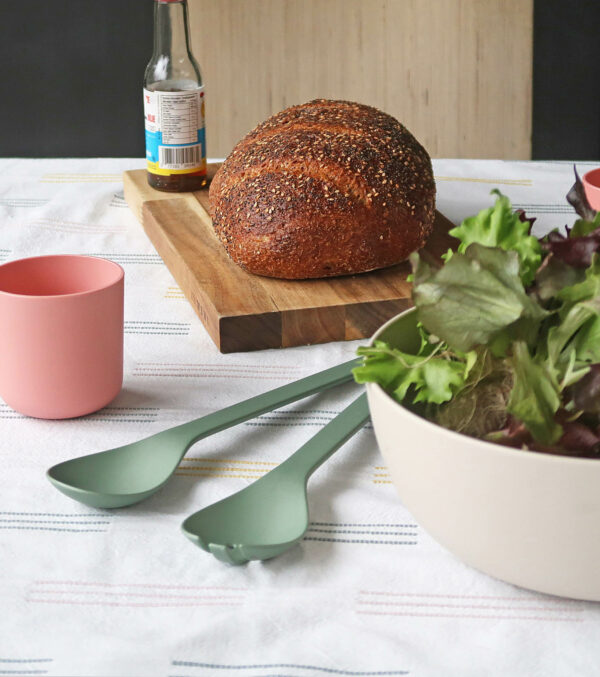 Salatbesteck aus Biokunststoff, seegrün – Bild 5