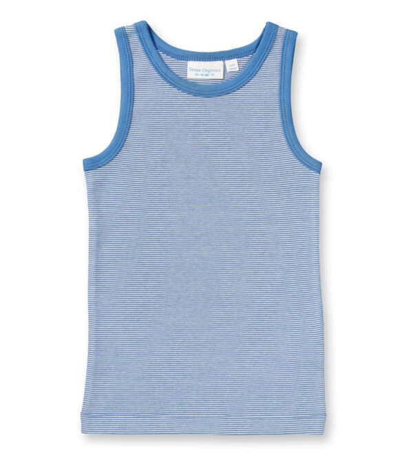 Boys vest sage steel blue stripes