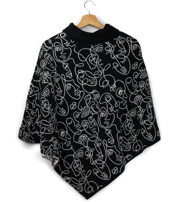 Turtleneck Poncho Loa made of fine Jacquard knit - Image 7