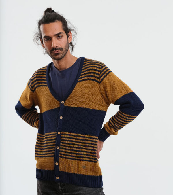 Men's Cardigan Lemoray navy-caramel - Image 2