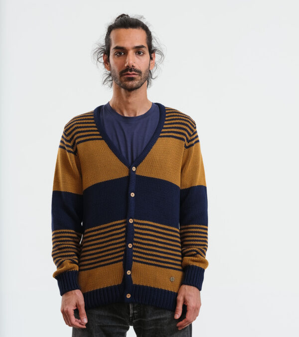 Men's Cardigan Lemoray navy-caramel - Image 4