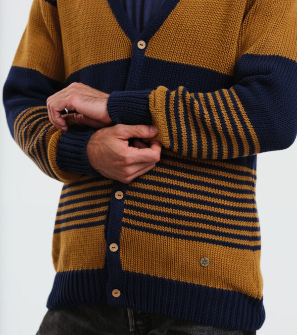 Men's Cardigan Lemoray navy-caramel - Image 6