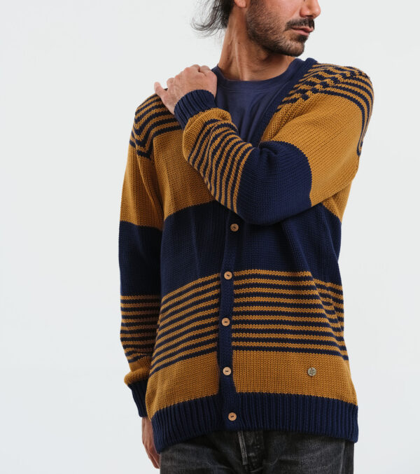 Men's Cardigan Lemoray navy-caramel - Image 3