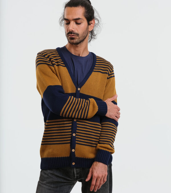 Men's Cardigan Lemoray navy-caramel