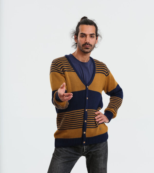 Men's Cardigan Lemoray navy-caramel - Image 8