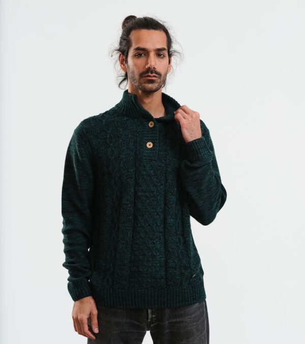 Strickpullover Wilton Mélange schwarz-grün – Bild 2