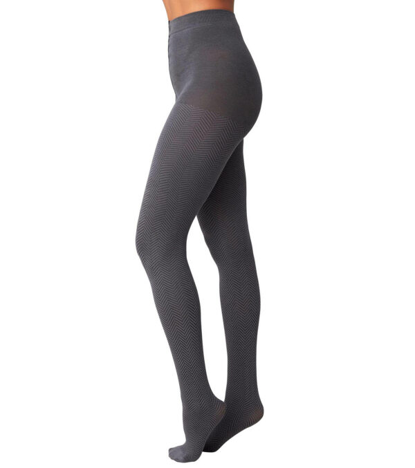 Cotton knit tights Hedda herringbone Black