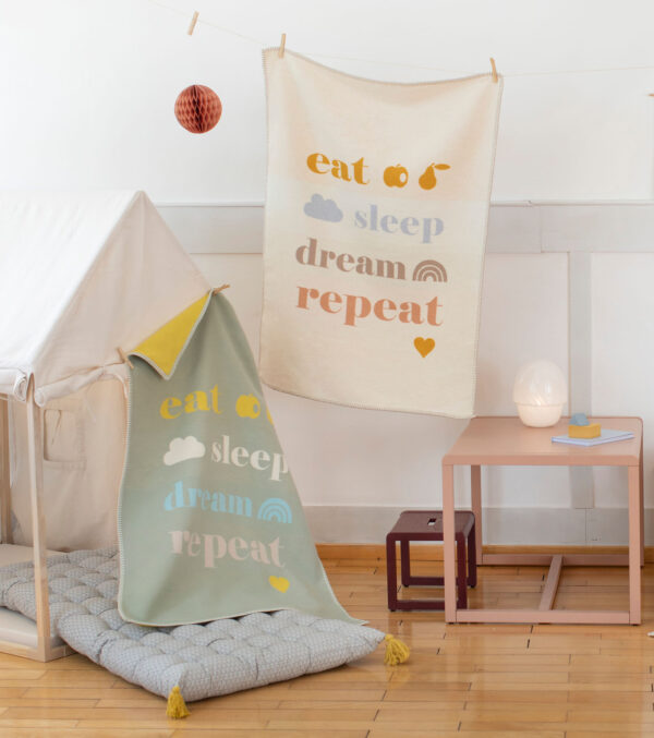 Babydecke 75 x 100, eat sleep dream repeat – Bild 2