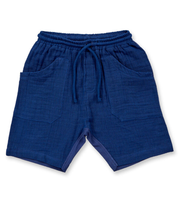 Soft kid‘s shorts made of muslin dark blue