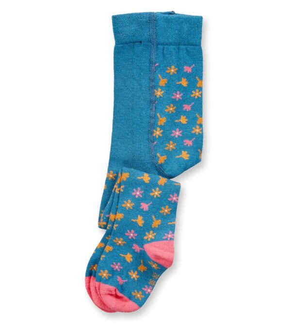 Kinder Strumpfhose blau mit Blumen