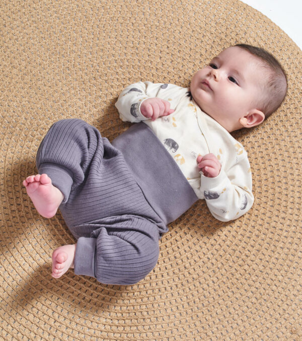 Baby wrap bodysuit ivory with elephants - Image 2