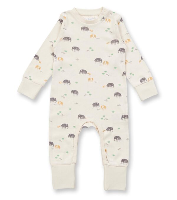 Baby romper ivory with elephants