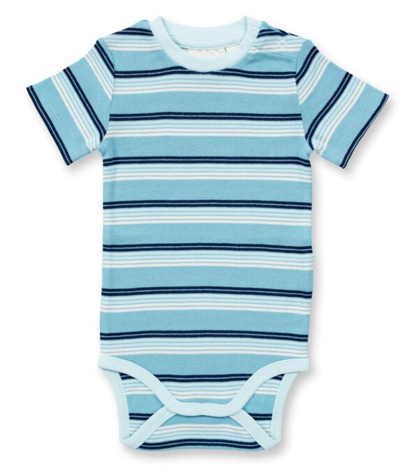 Kurzarm Babybody blau gestreift