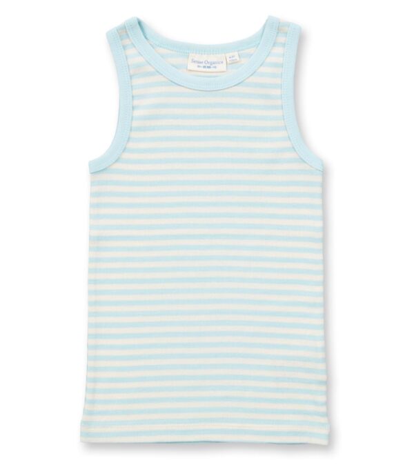 Boys vest sage ice blue stripes