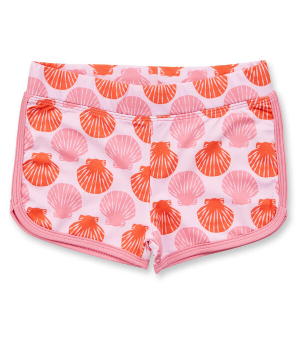 Pink children's swim shorts with Shellfish