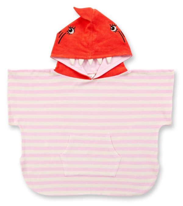 Bath poncho pink with shark hood