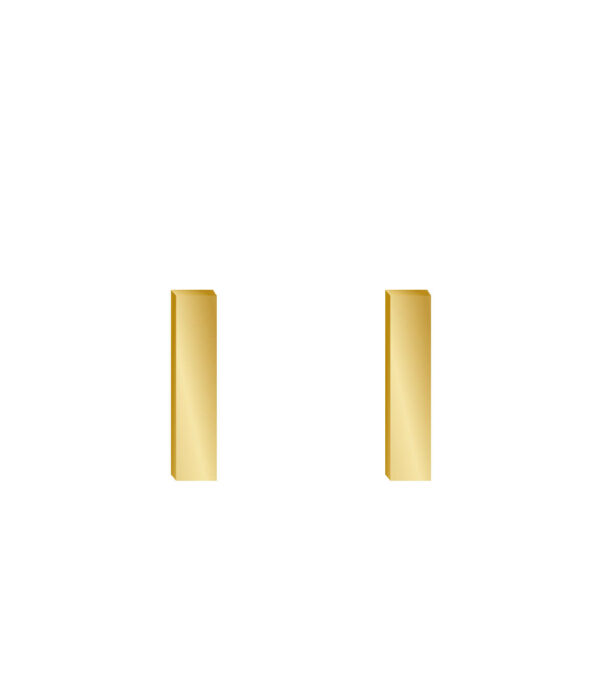 Fine ear studs rectangular chopsticks 9 mm gold - Image 2