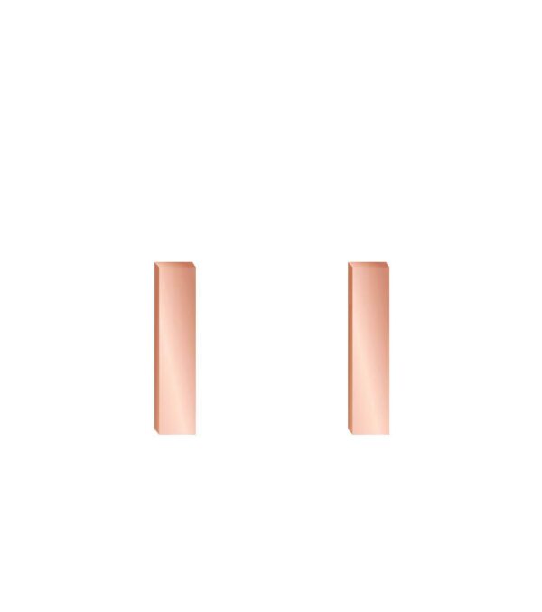 Fine ear studs rectangular chopsticks 9 mm rose gold