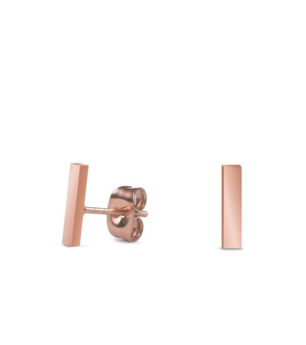 Fine ear studs rectangular chopsticks 9 mm rose gold - Image 2