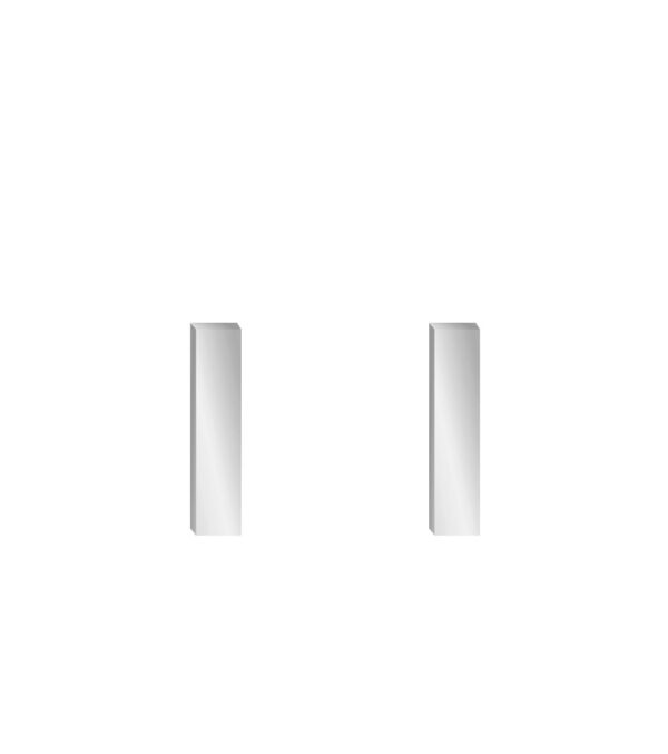 Fine ear studs rectangular chopsticks 9 mm silver