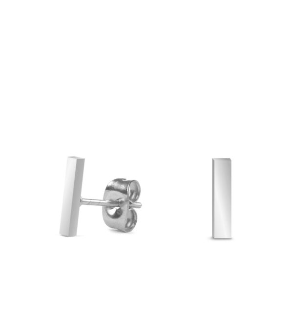 Fine ear studs rectangular chopsticks 9 mm silver - Image 2
