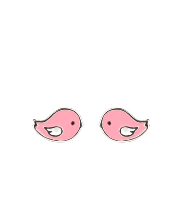 Fine ear studs Bird pink 8 mm