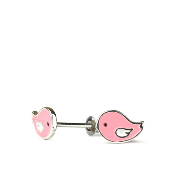 Fine ear studs Bird pink 8 mm - Image 2